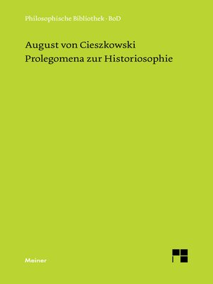 cover image of Prolegomena zur Historiosophie